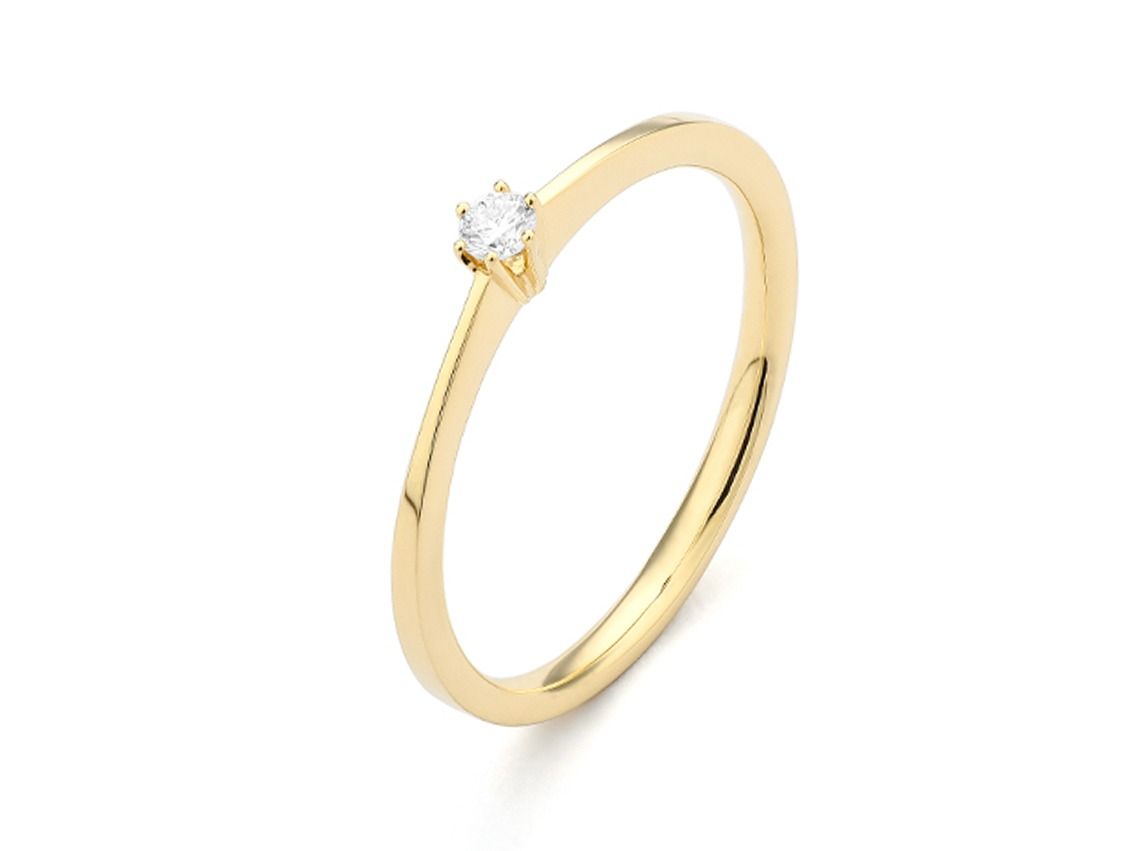 Facet Ring Solitär 18kt Gelbgold 1,6g Diamant 0,05ct 