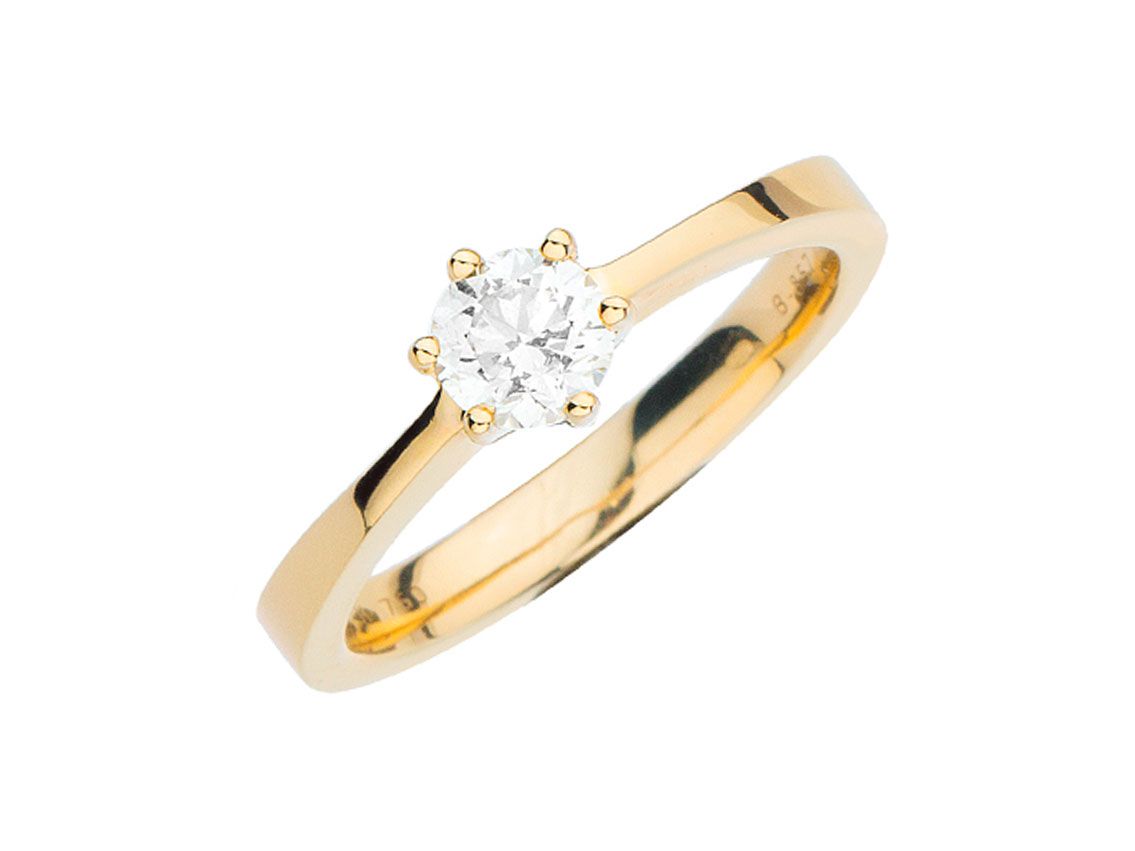 Facet Ring Solitär 18kt Gelbgold 5,4g Diamant 0,70ct 