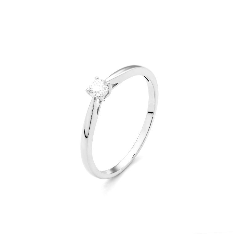 Facet Ring Solitär 18kt Weißgold 1,5g Diamant 0,15ct 