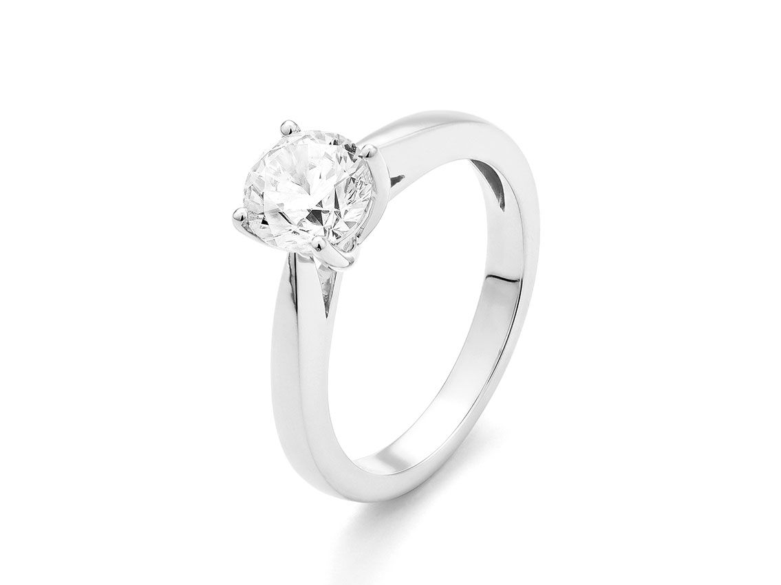 Facet Ring Solitär 18kt Weißgold 4,4g Diamant 1,00ct 