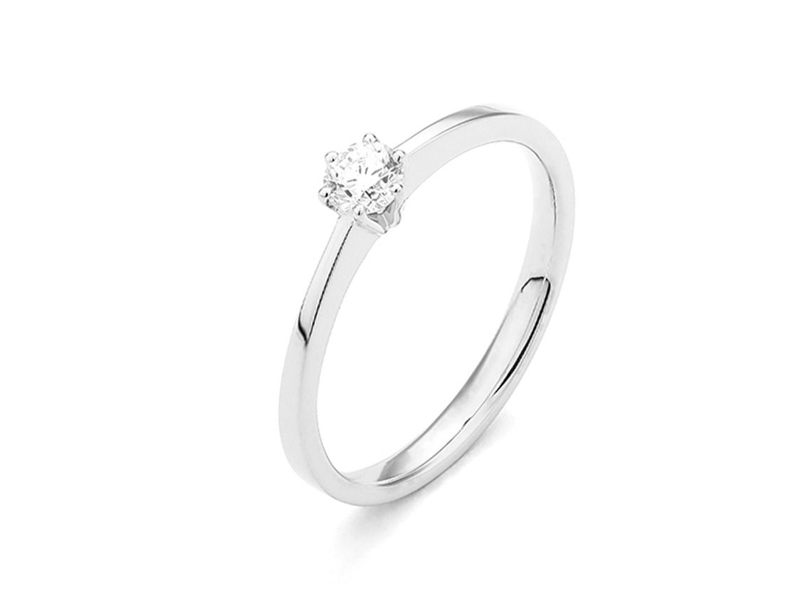 Facet Ring Solitär 18kt Weißgold Diamant 0,20ct 2,4g