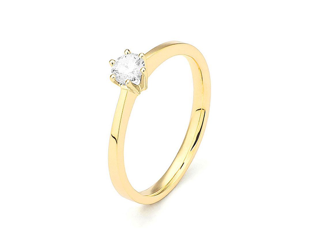 Ring Solitär 18kt Gelbgold 3,1g Diamanten 0,25ct 
