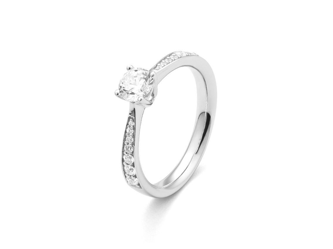 Ring 18kt Weißgold 3,8g Gr.54 Diamanten 0,70ct