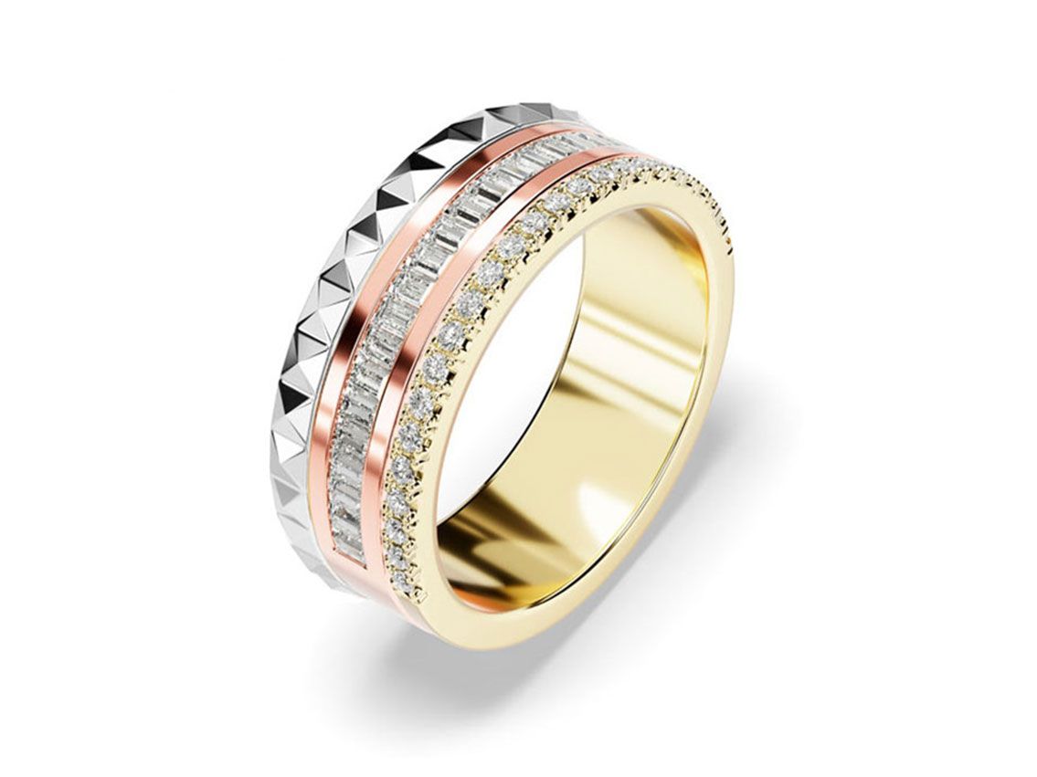 Ring Memory 18kt Weiß/Gelb/Roségold 8,0g Diamanten 0,57ct 