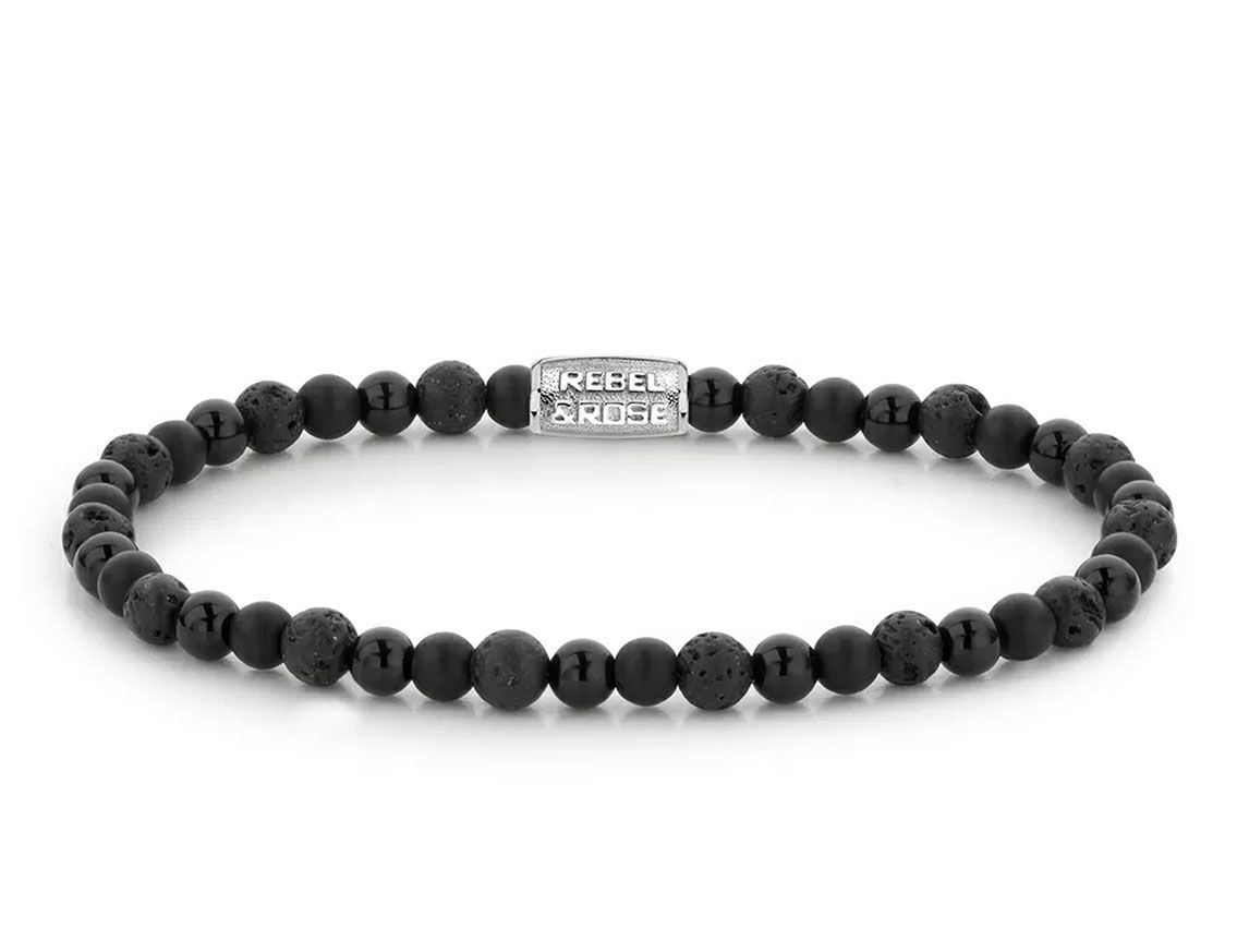 Rebel&Rose Armband Black Rocks Achat Lavastein Stahl 5,6g