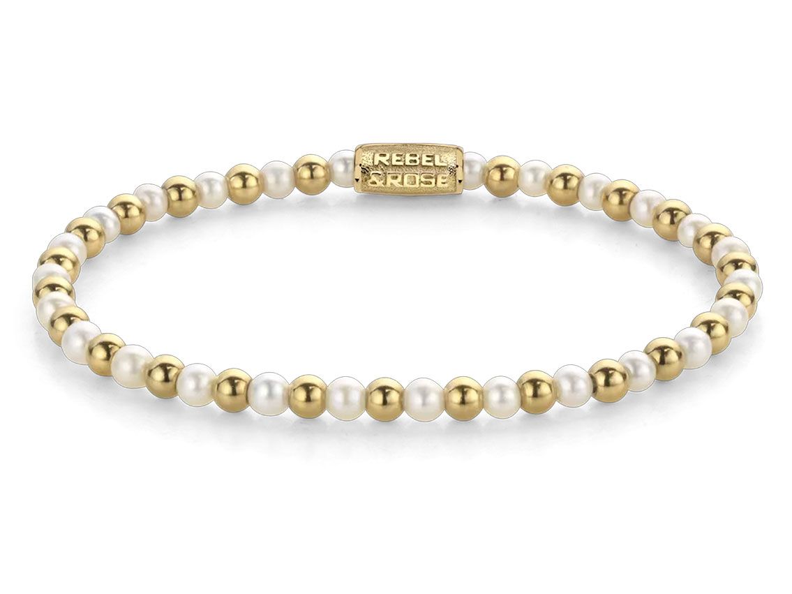 Rebel&Rose Armband Mix Pearl Gem Gelbgold Perlen 7,2g
