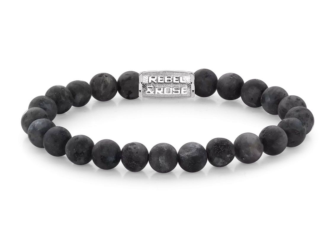Rebel&Rose Armband Matt Grey Seduction Larvikite Stahl 19,8g 