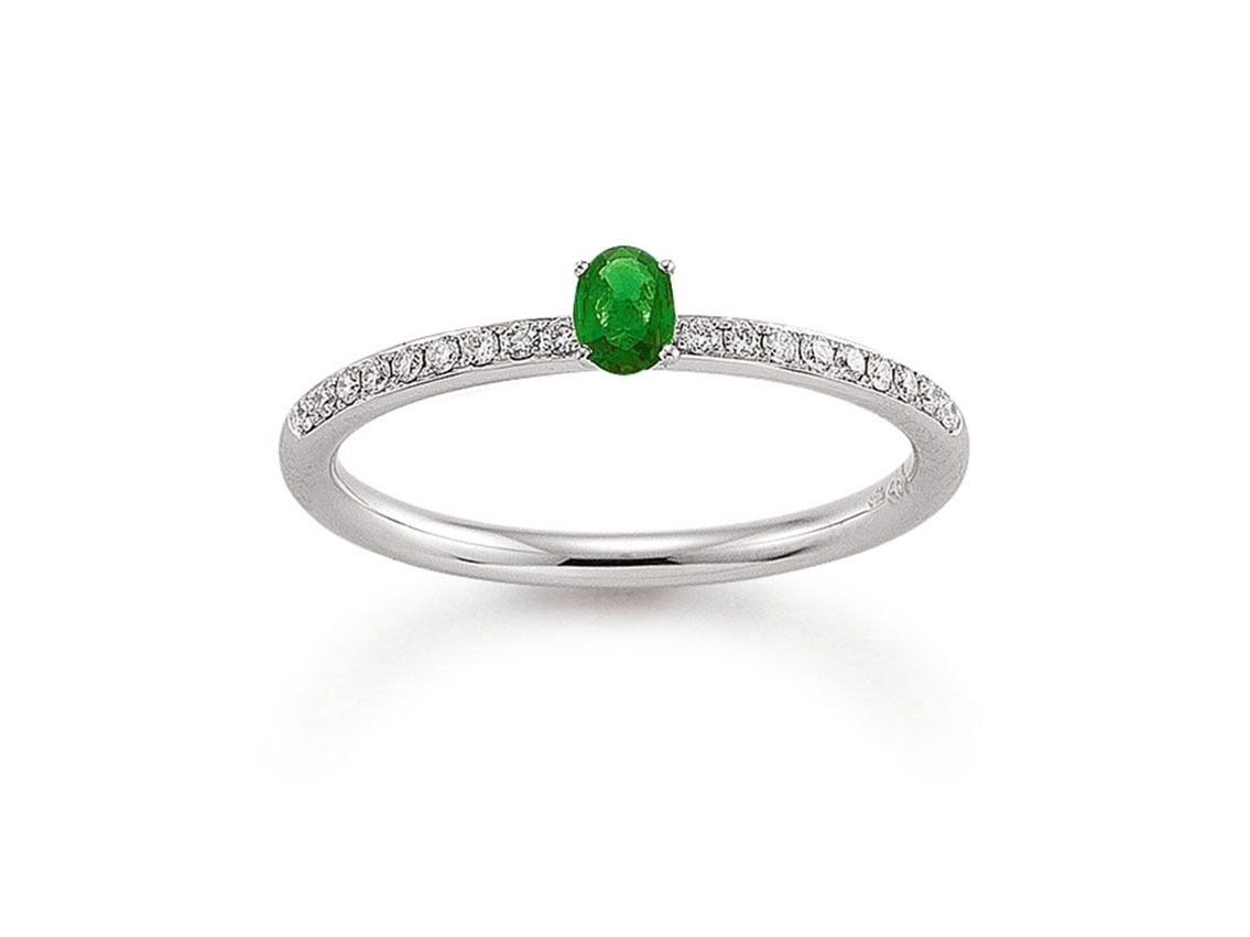 Palido Ring 18kt Weißgold 2,2g Diamanten 0,12ct Smaragd