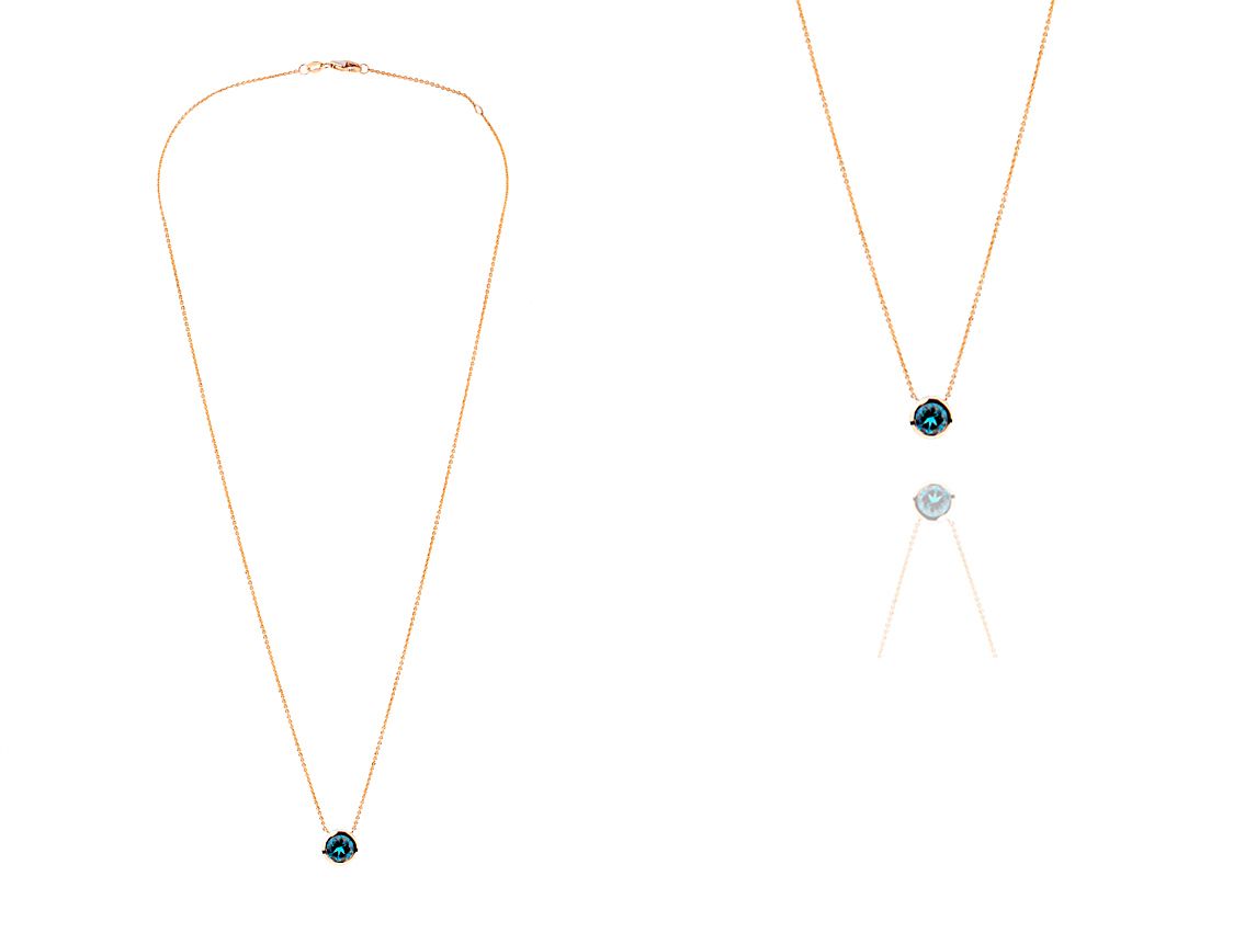 Palido Halskette Anhänger 18kt Roségold Topas Blue Neu