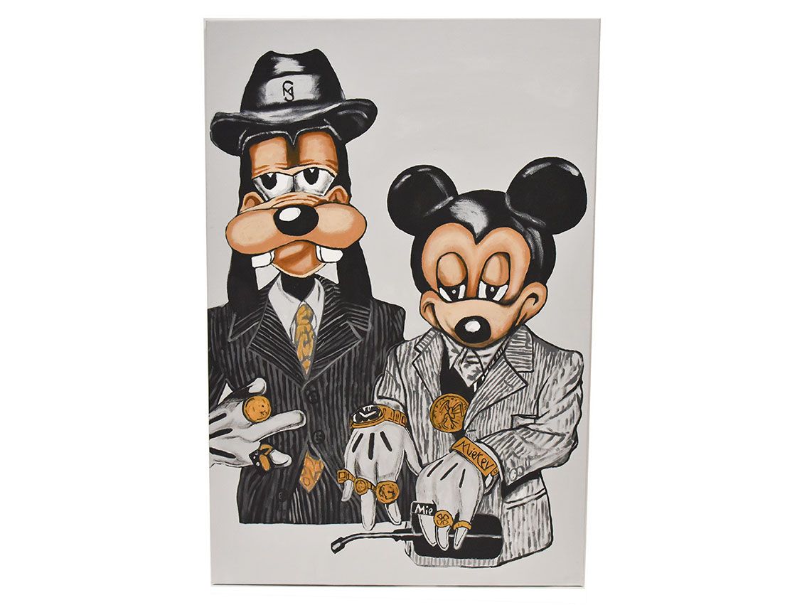 MuArt Wandkunst Mickey Money Gemälde Leinwand Einzelstück Handarbeit 150 x 100cm