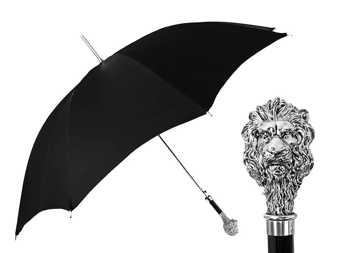 Regenschirm Satin Black Löwe Design by il Marchesato