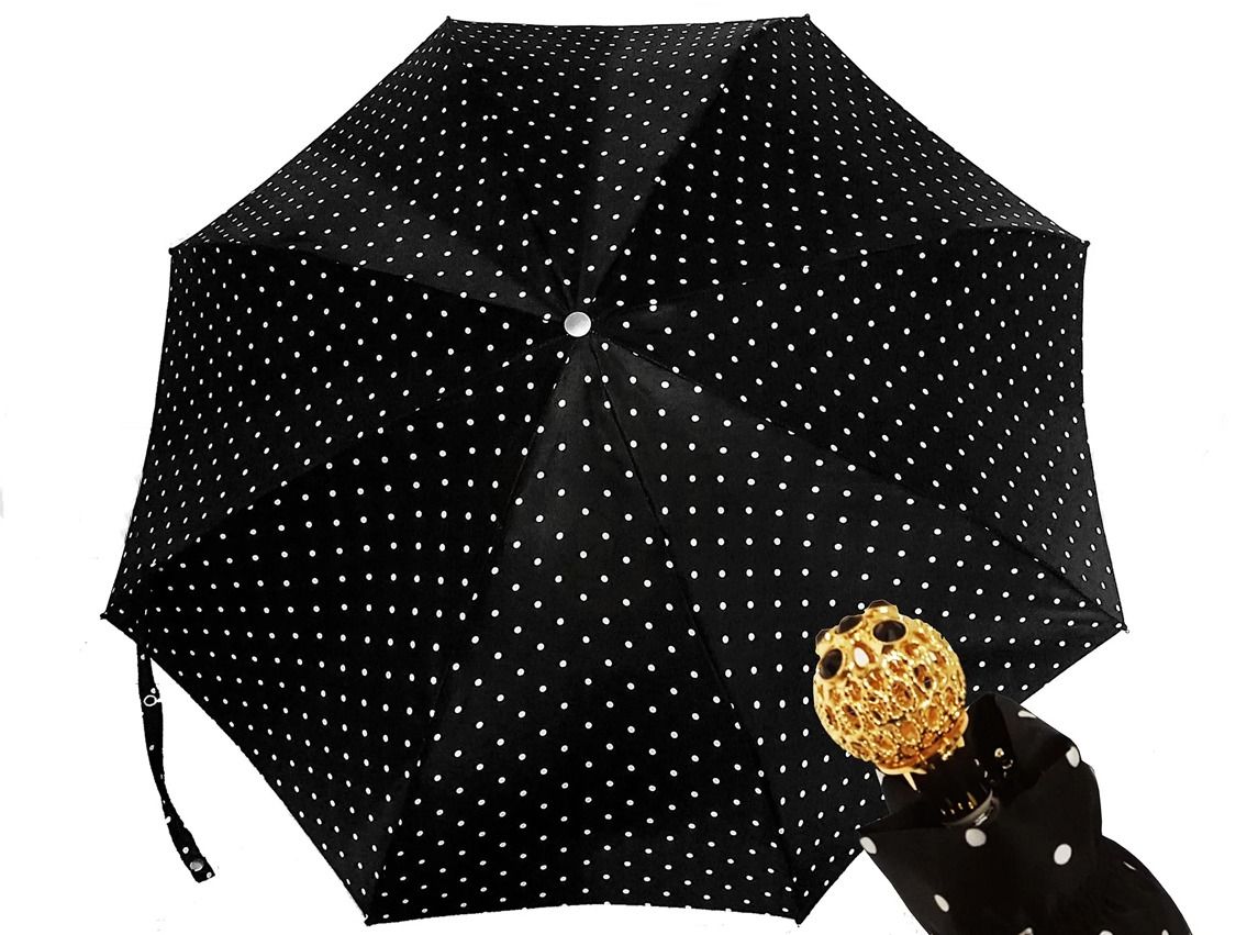 Regenschirm Satin Punktmuster Swarovski-Kristalle Design by il Marchesato