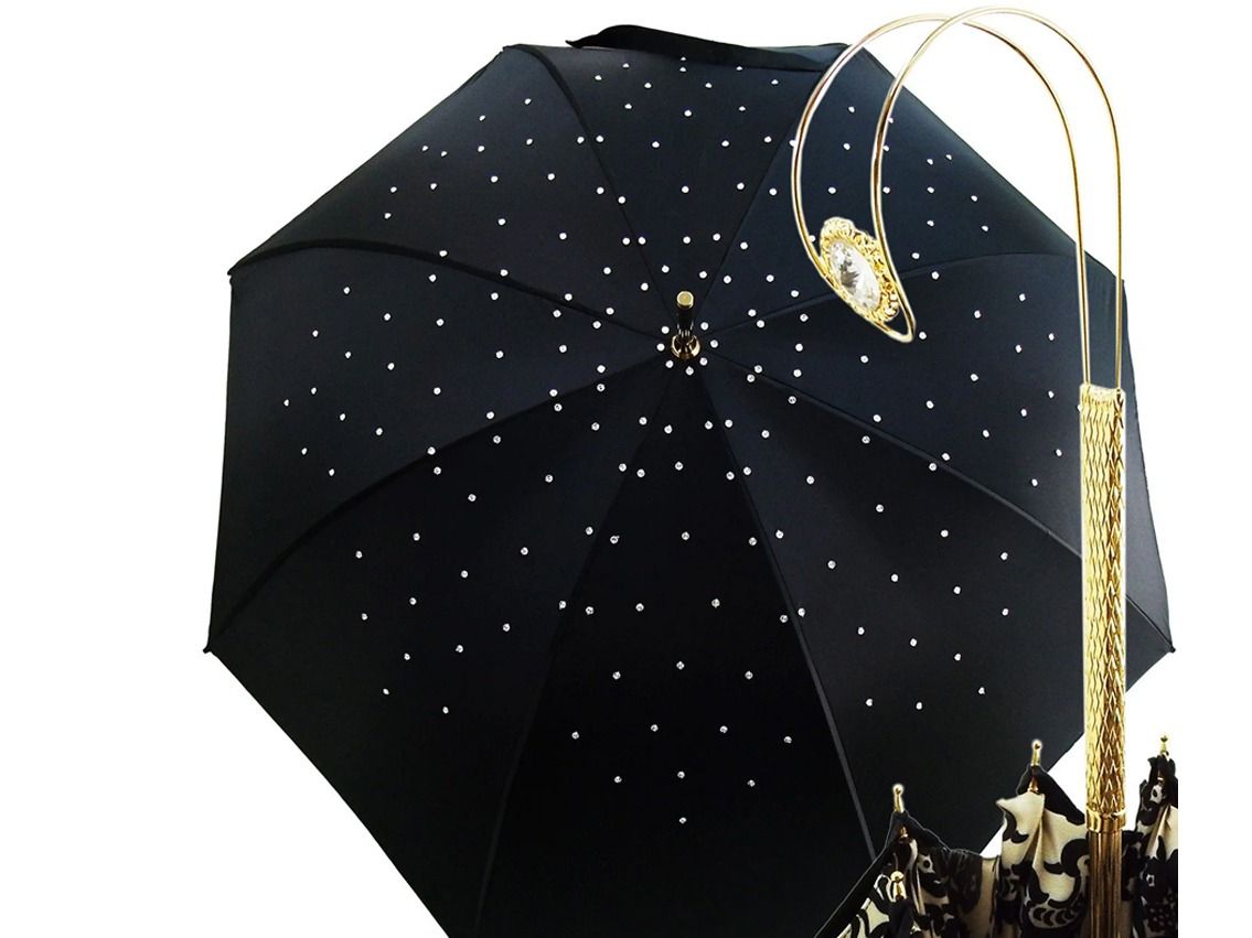 Regenschirm Satin Black Swarvoski Design by il Marchesato