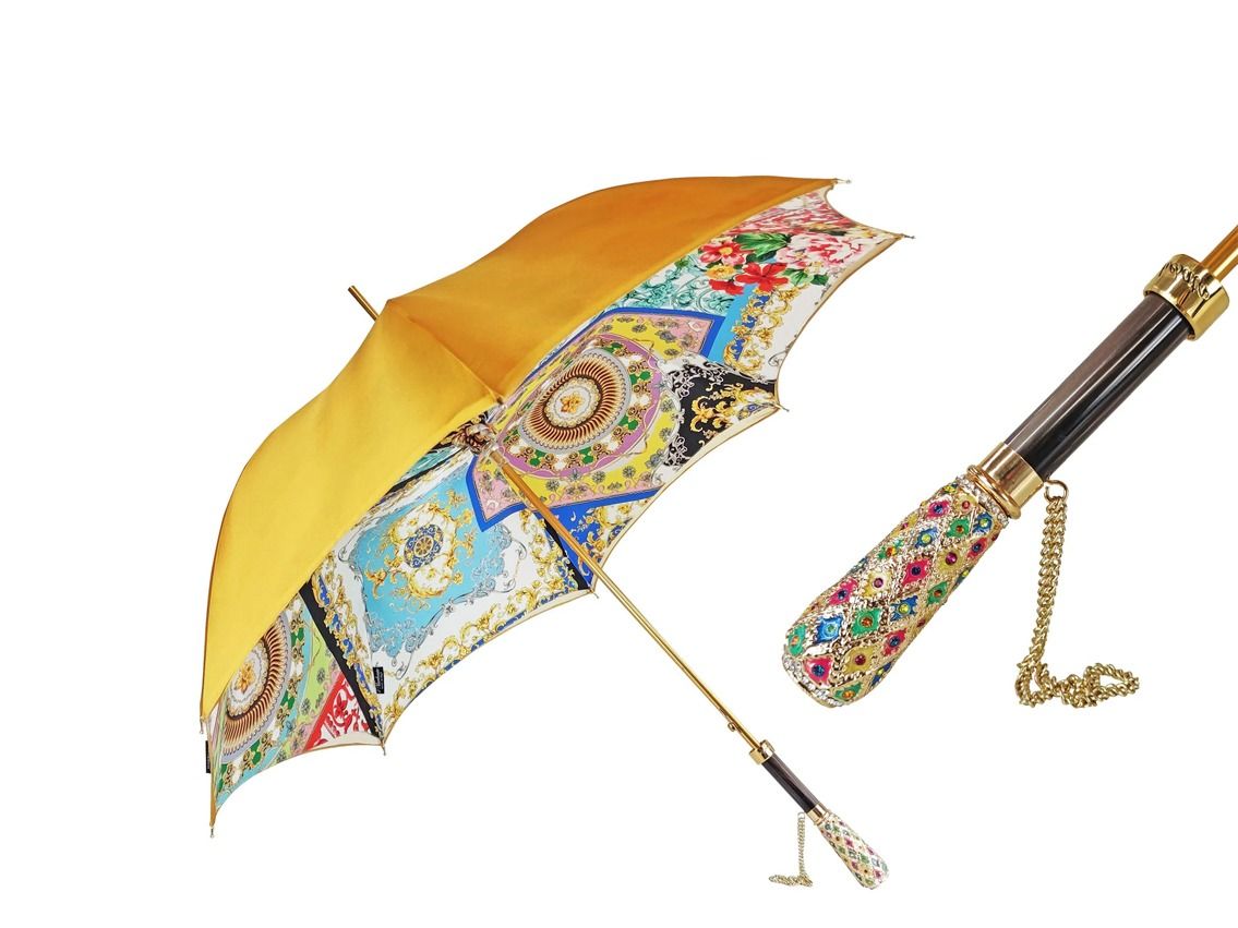Regenschirm Satin Yellow Swarovski-Kristalle Design by il Marchesato