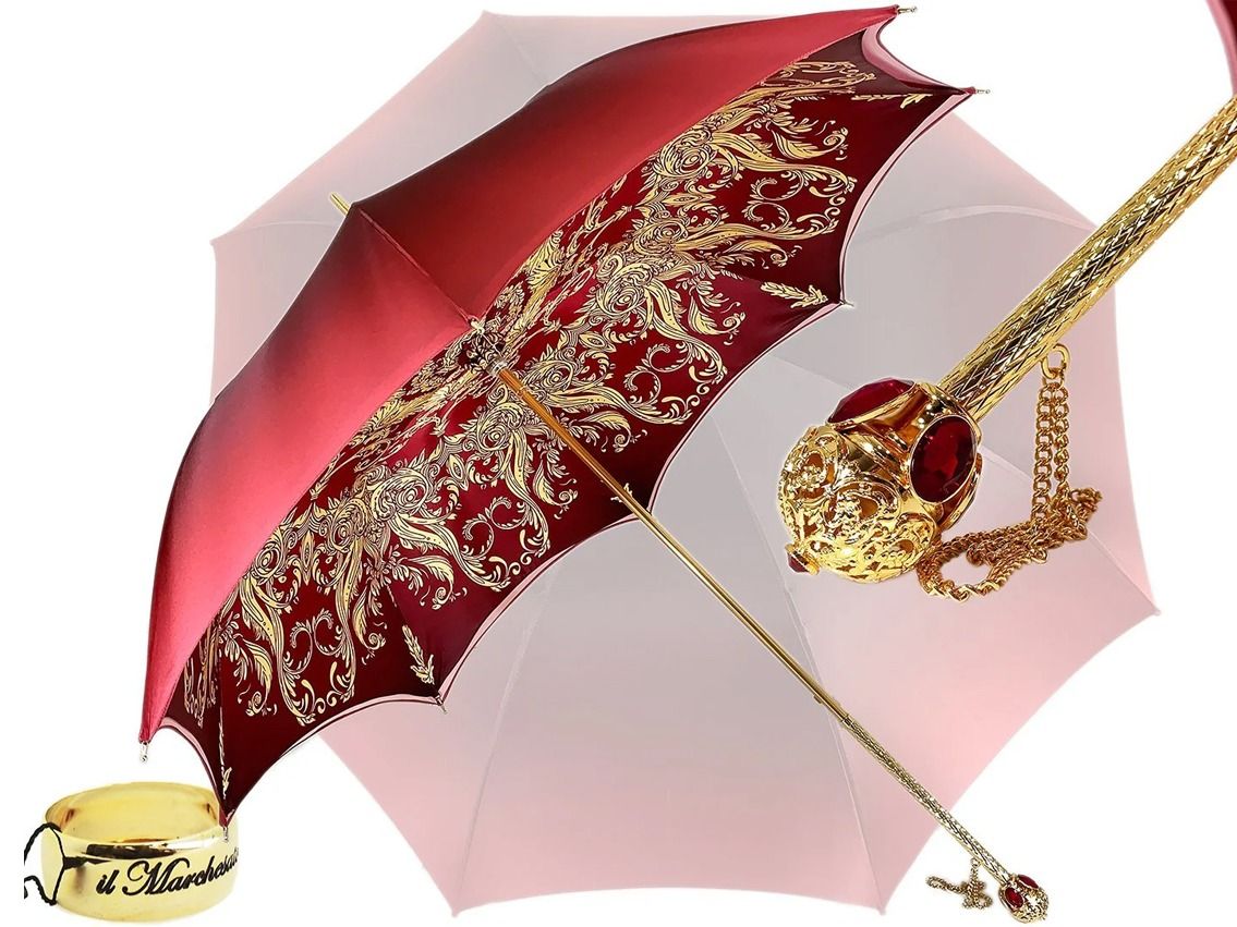Regenschirm Satin Rote Kristalle Design by il Marchesato