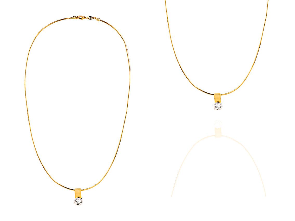 Collier Anhänger Solitär 18kt Gelb/Weißgold 13,0g Diamant 1,03ct