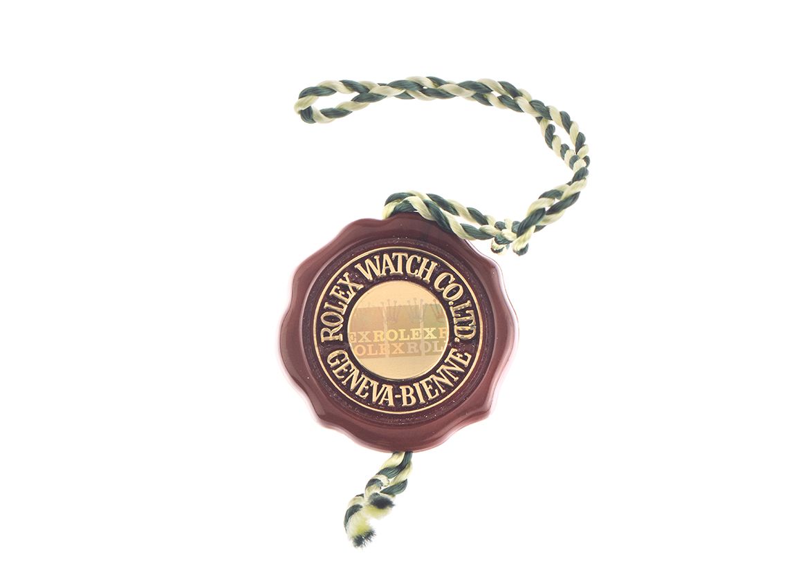 Rolex Zubehör Hangtag Chronometer-Siegel mit Kordel Buchstaben Hologramm Rot Vintage