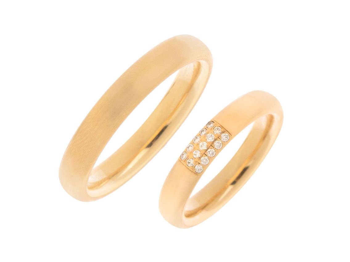 Fischer Trauringe 14kt Apricotgold 13,8g Diamanten 0,09ct