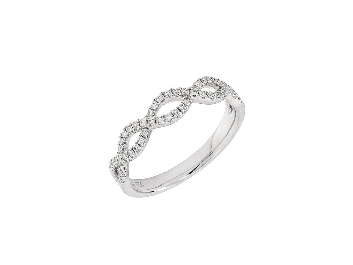 Ring 18kt Weißgold 2,8g Gr.53 Diamanten 0,23ct