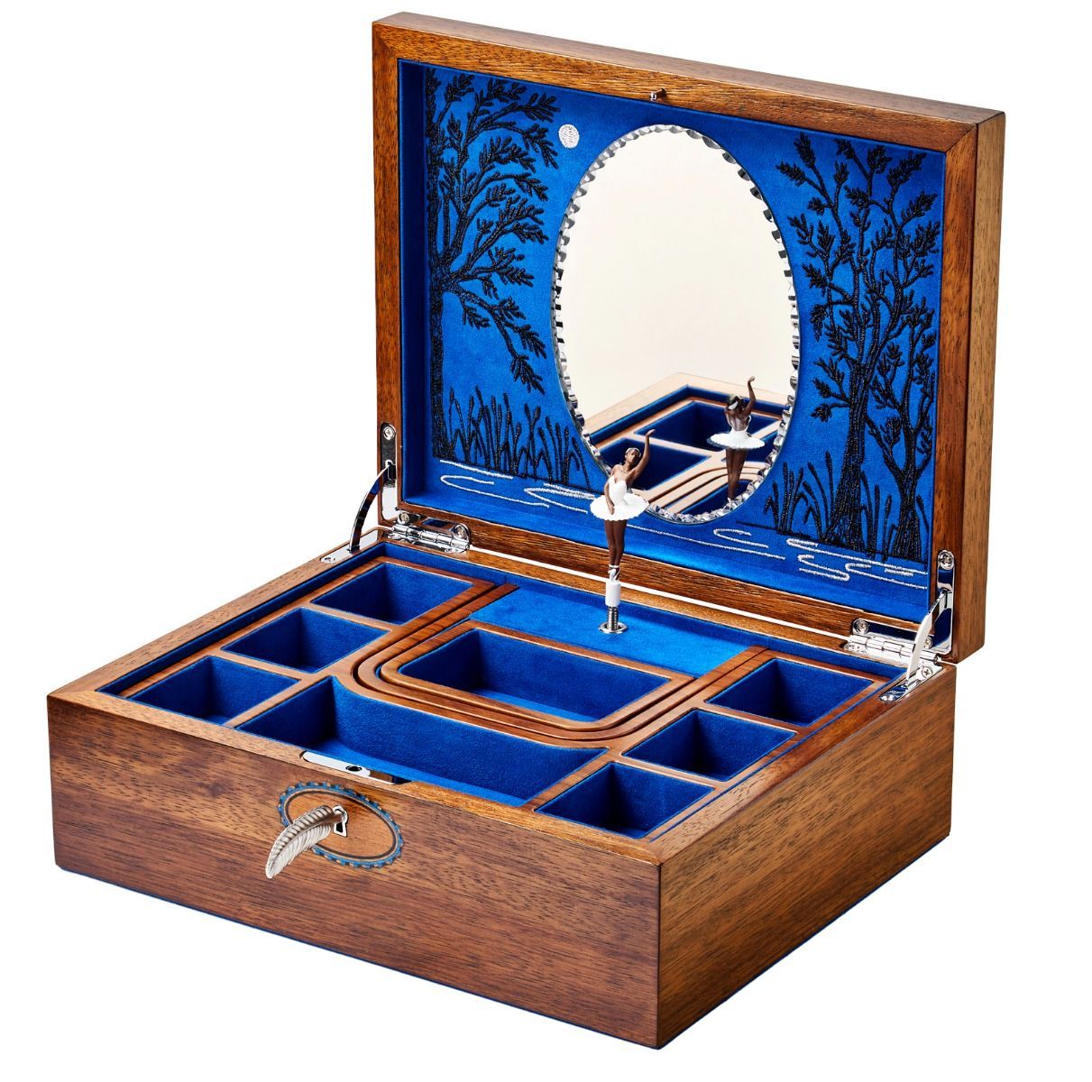 Wolf Ballet Musical Jewellery Box Schwanensee Walnussholz  260 x 202 x 90mm