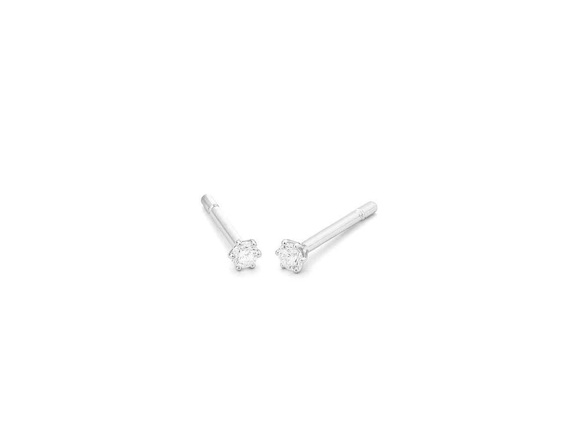 Facet Ohrstecker Solitär 18kt Weißgold 0,8g Diamanten 0,15ct