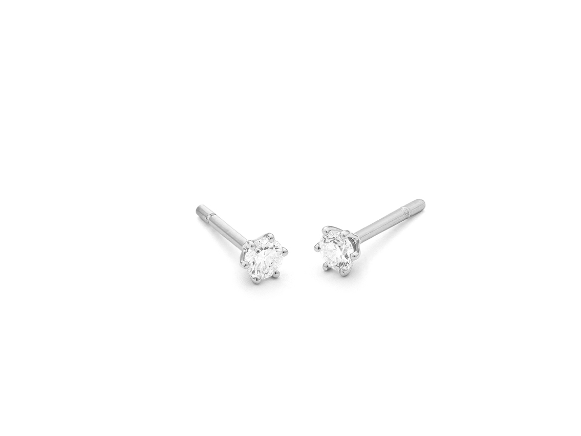 Facet Ohrstecker Solitär 18kt Weißgold 1,0g Diamanten 0,30ct