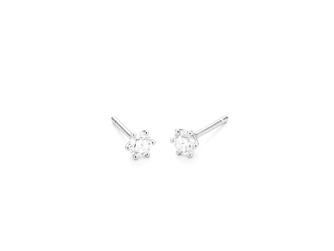 Facet Ohrstecker Solitär 18kt Weißgold 1,2g Diamanten 0,30ct 