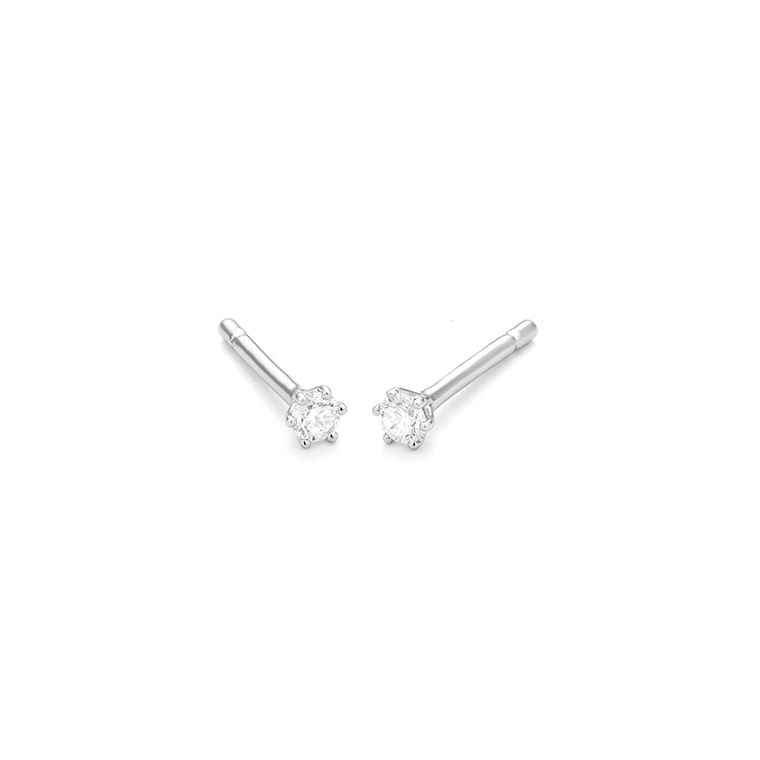 Facet Ohrstecker 18kt Weißgold 0,7g Diamanten 0,10ct 