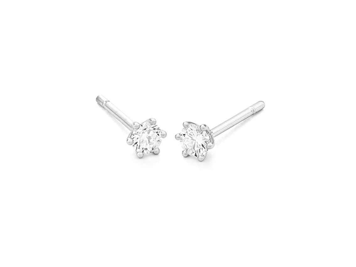 Facet Ohrstecker Solitär 18kt Weißgold 1,3g Diamanten 0,40ct