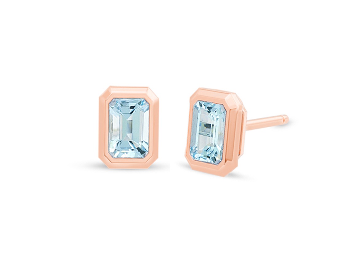 Facet Ohrstecker 18kt Roségold 2,0g Aquamarine