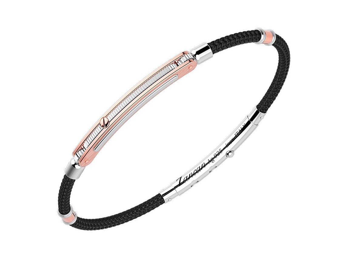 Zancan Armband 925 Sterlingsilber 18kt Roségold 8,5g Kelvar 