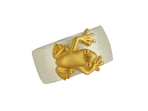 Drachenfels Ring "Froschkönig" Silber/Gelbgold UVP 407,- Neu