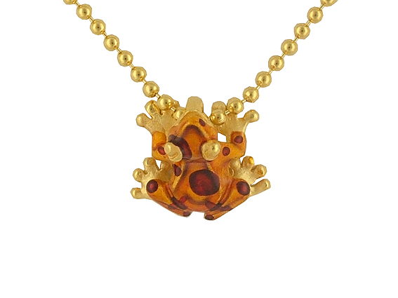 Drachenfels Anhänger "Giftfrosch" mit Kette Gelbgold UVP 246,- Neu