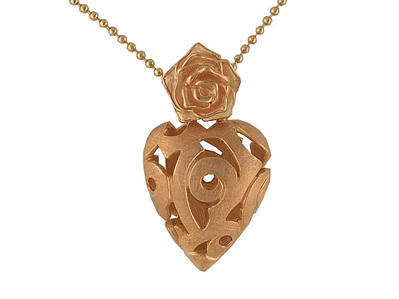 Drachenfels Anhänger "Rosenherz" Roségold Neu