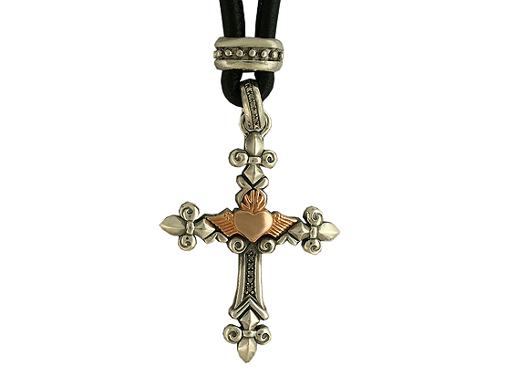 Drachenfels Kreuz Anhänger "Carpe Diem" Silber Vintage mit Lederband Neu