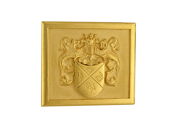 Gürtelschnalle Familienwappen 18kt Gelbgold 75g Handarbeit