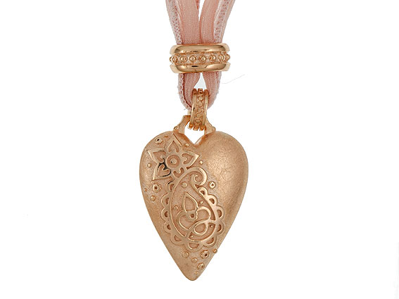 Drachenfels Herz Anhänger "Memories of Kashmir" Roségold mit Seidenband UVP 514,- Neu