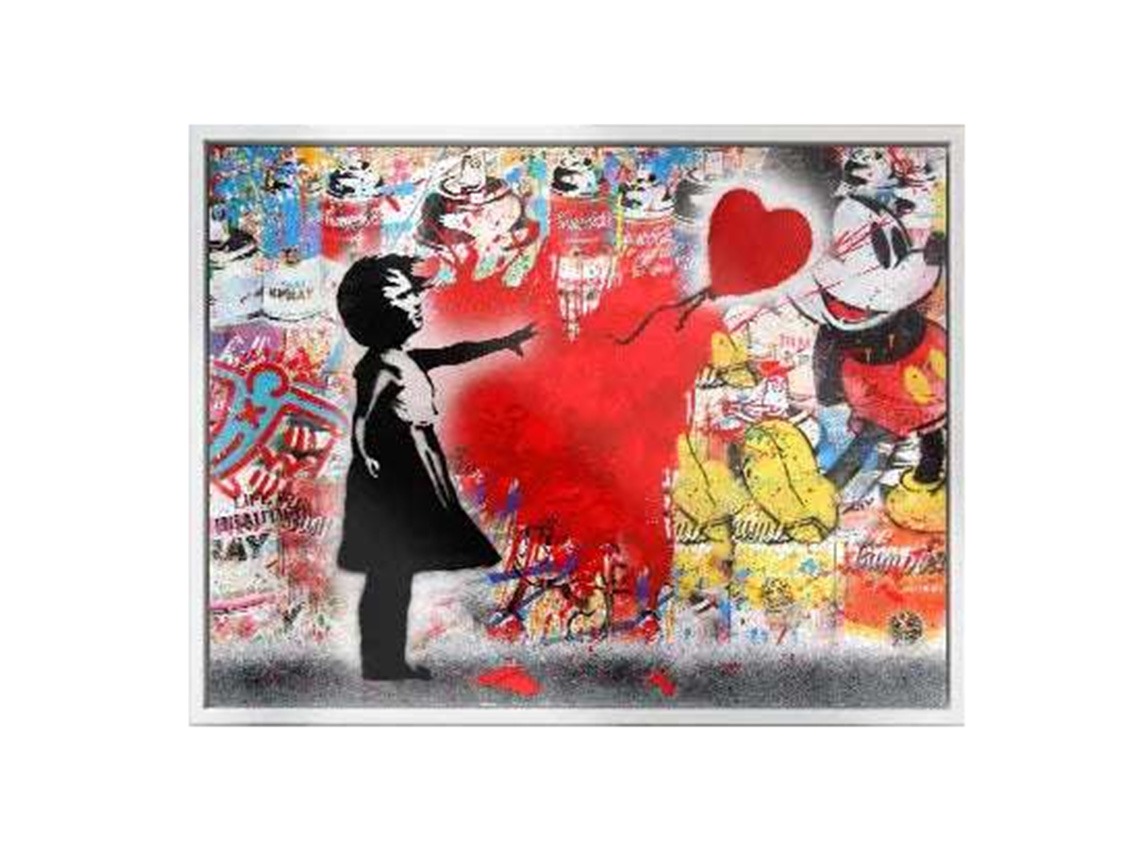 Pop Art Wandkunst Flying Love Acrylglas " Motiv Banksy " 150 x 100cm 