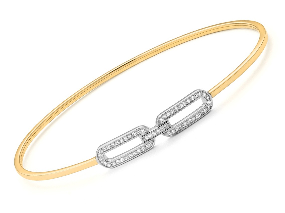 Facet Armreif 18kt Gelb/Weißgold 4,6g Diamanten 0,15ct