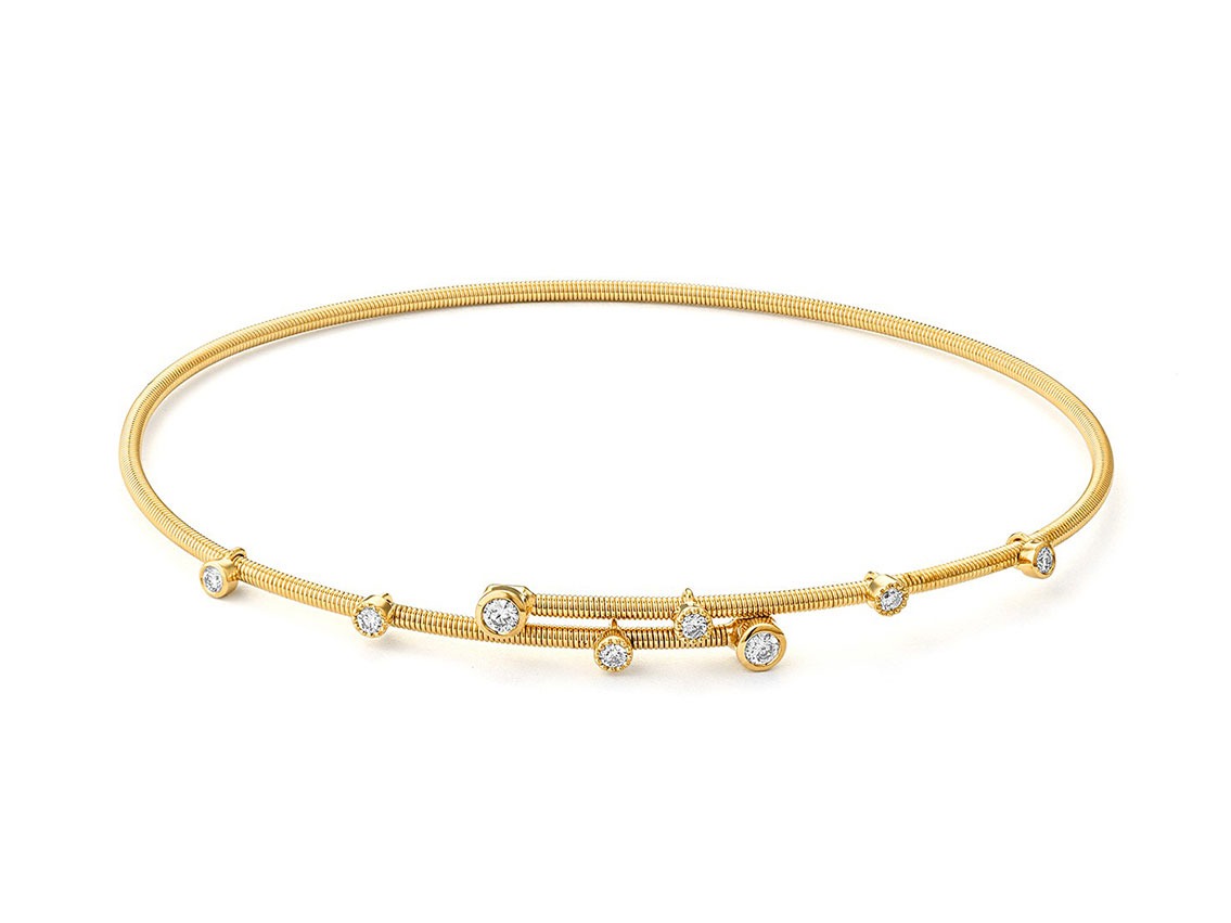 Facet Armreif 18kt Gelbgold 3,7g Diamanten 0,16ct