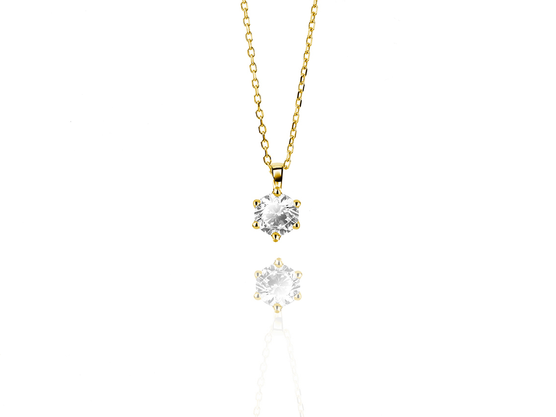 Halskette Solitär 18kt Gelbgold 2,4g Diamant 1,00ct 420mm