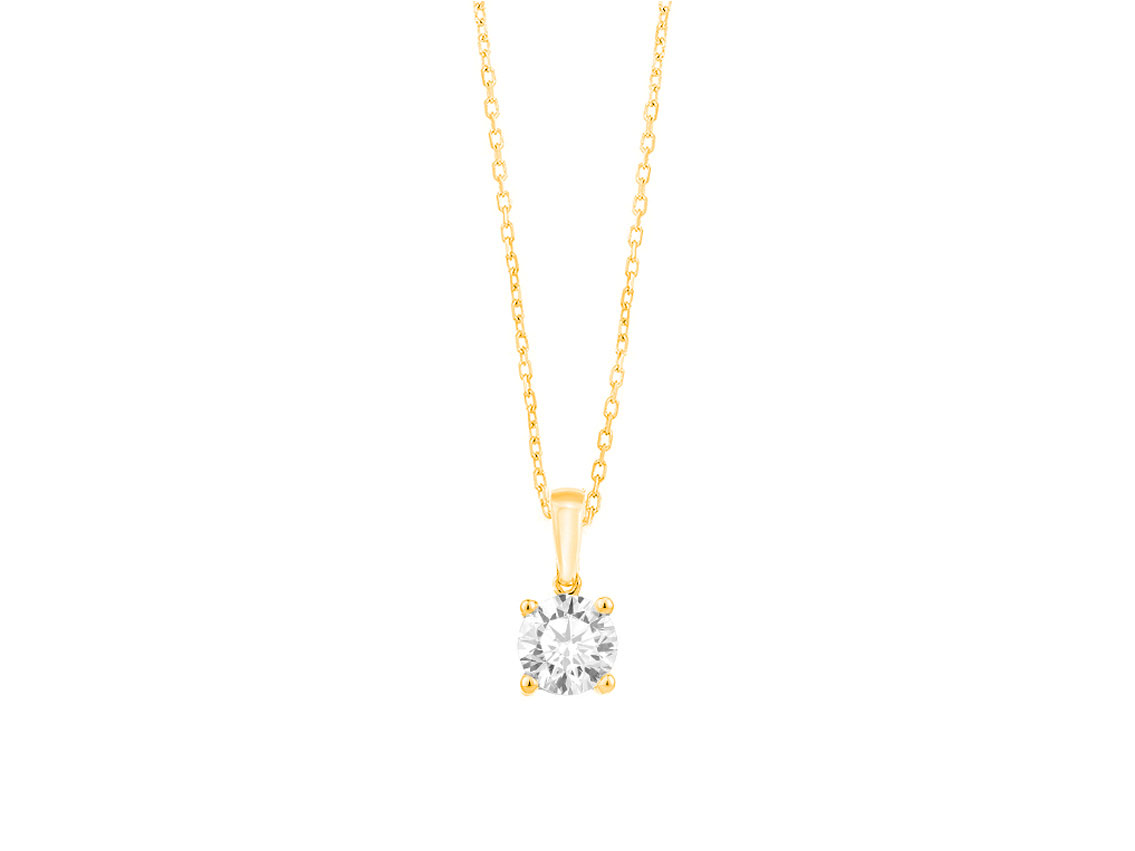 Facet Halskette Anhänger 18kt Gelbgold 2,1g Diamant 0,70ct 420mm mit GIA-Zertifikat