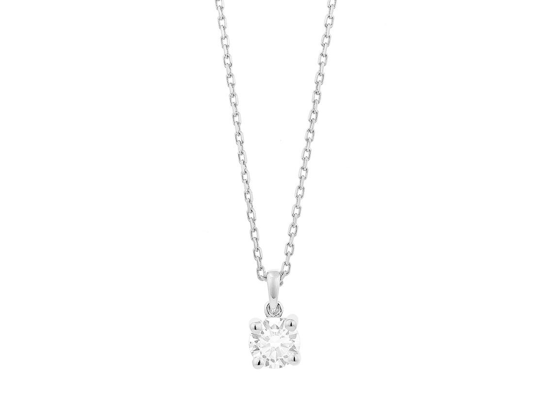 Facet Halskette Anhänger 18kt Weißgold 1,5g Diamant 0,25ct 420mm 
