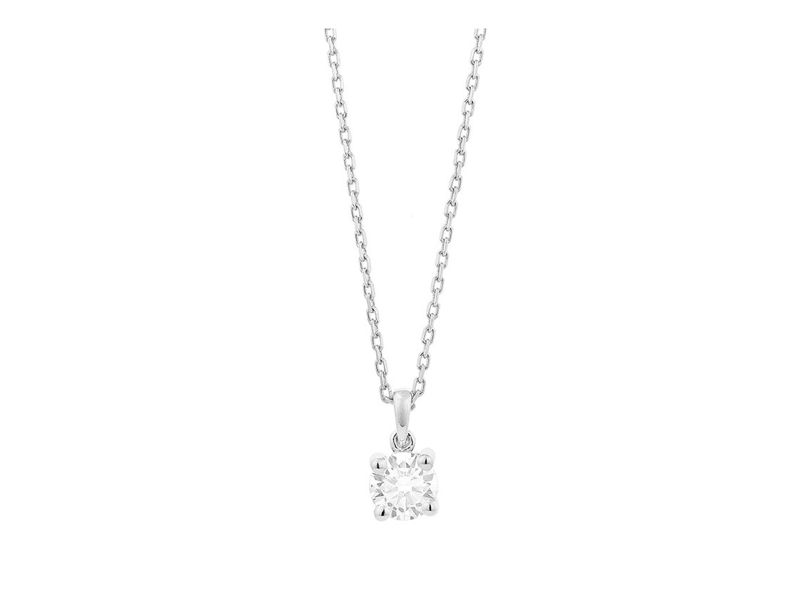 Facet Halskette Anhänger 18kt Weißgold 1,5g Diamant 0,15ct 420mm 