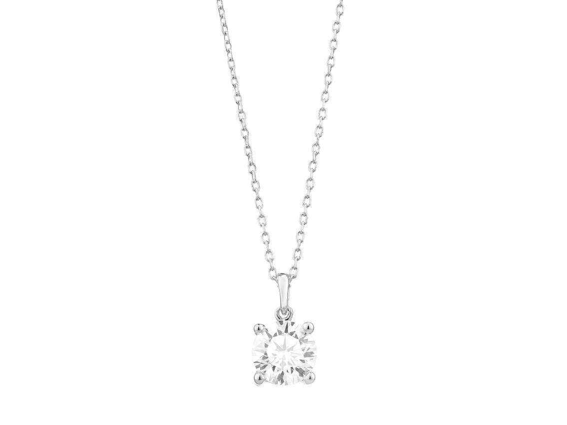 Facet Halskette Anhänger 18kt Weißgold 1,9g Diamant 0,50ct 420mm 
