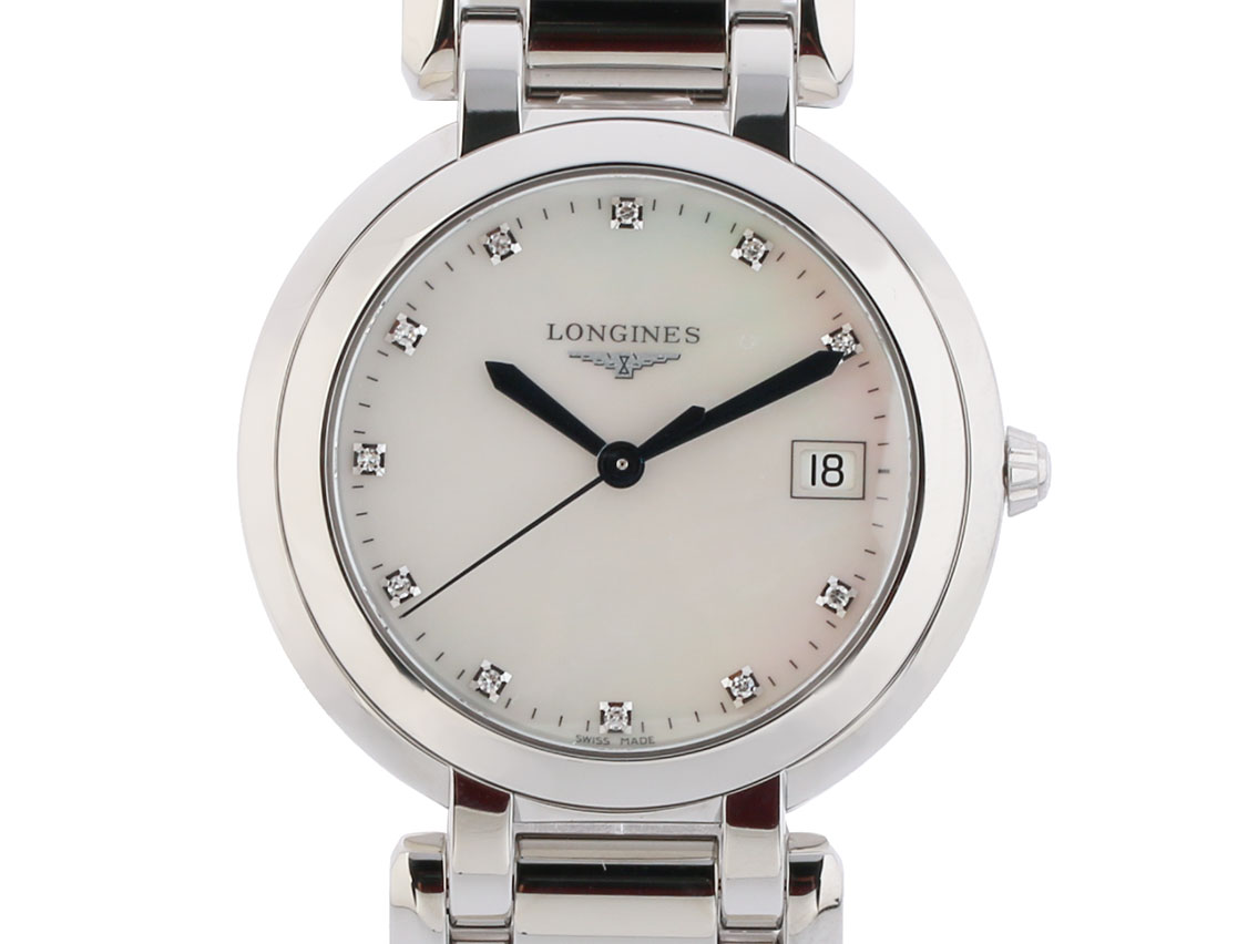 Longines PrimaLuna Stahl Diamond Quarz Stahlband 34mm Ungetragen