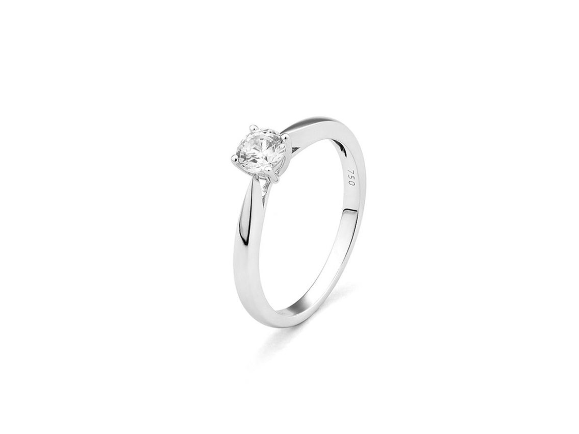 Facet Ring Solitär 18kt Weißgold 1,7g Diamant 0,25ct Gr.54 Neu