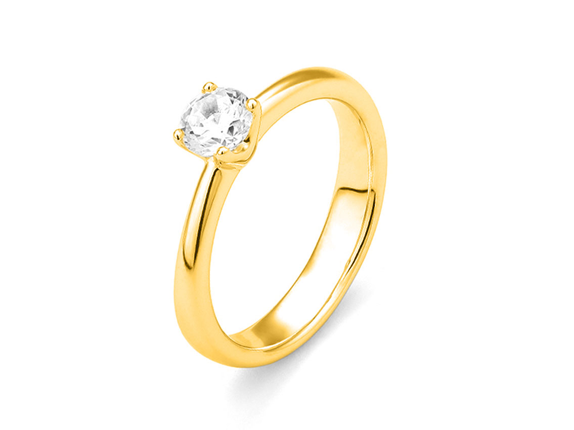 Facet Ring Solitär 18kt Gelbgold 4,6g Diamant 0,50ct 
