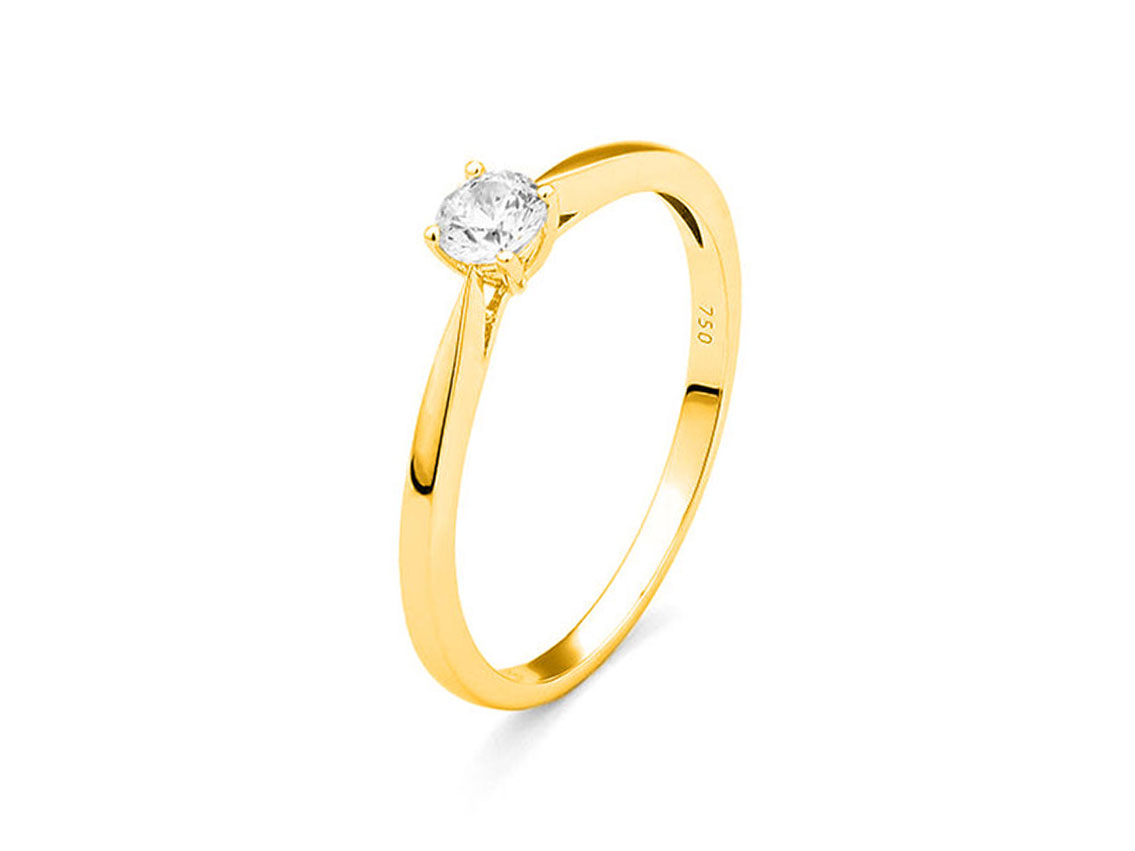 Facet Ring Solitär 18kt Gelbgold 1,6g Diamant 0,20ct 