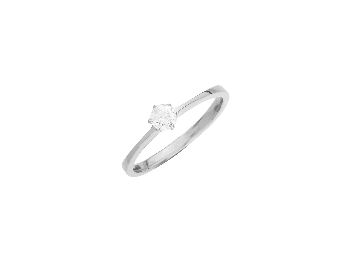 Facet Ring Solitär 18kt Weißgold 2,7g Diamant 0,25ct Neu 6er Krappenfassung